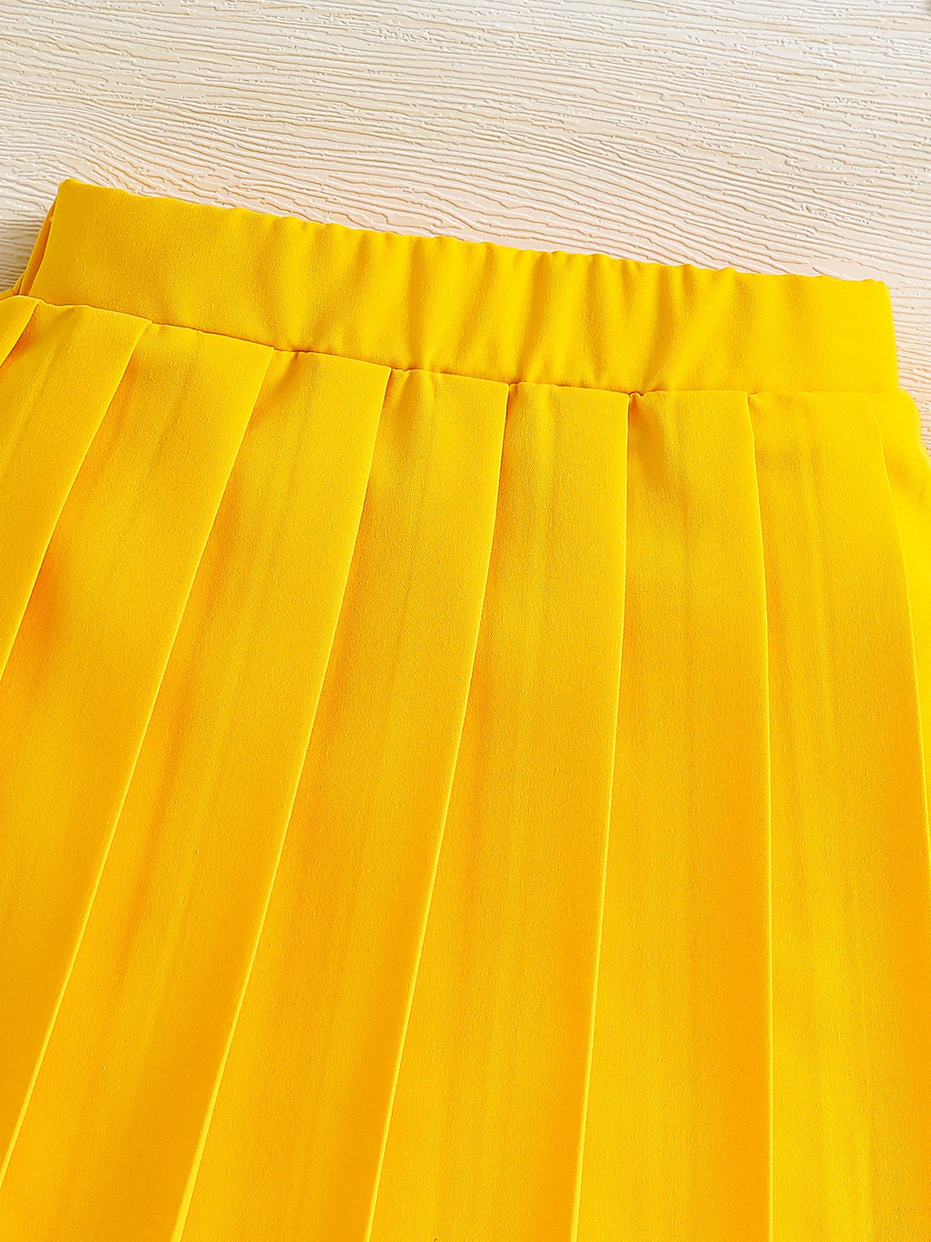 Summer girls' set, breathable and cool solid color