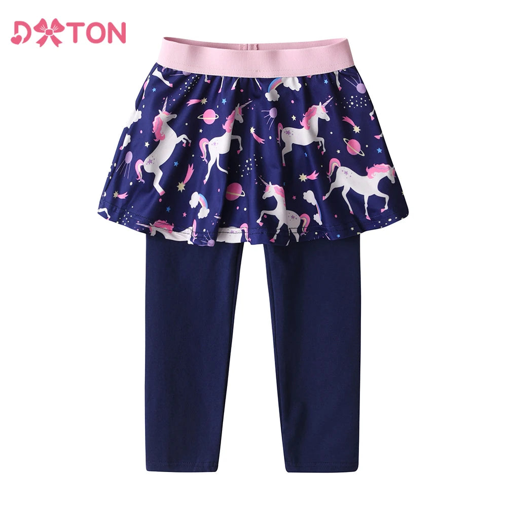 Girls Skirt Pants Toddlers Leggings with Skirt Two Fake ieces Unicorn Printed Girls Casual Trousers Leggings