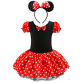 Baby Girls Ballet Tutu Dress Summer Kids Bow Dots Dress Headband Cartoon Mouse