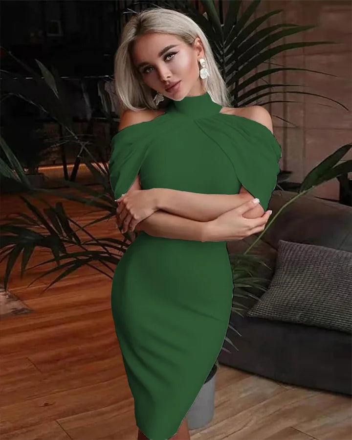 Women Halter Neck Off Shoulder Package Hip Bodycon Elegant Temperament Ladies Party Dress
