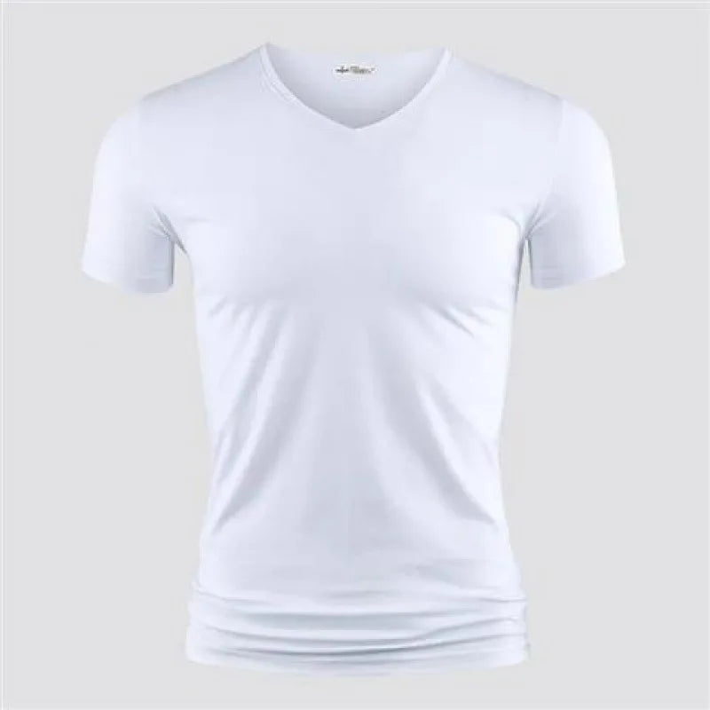 2026 Men's T Shirt Pure Color V Collar