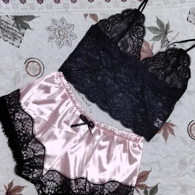 2 Pieces Pajamas Set for Women Sleepwear Sexy Lingerie