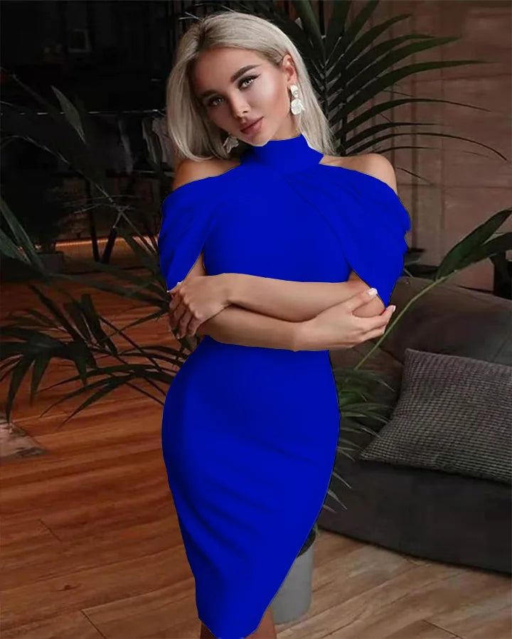 Women Halter Neck Off Shoulder Package Hip Bodycon Elegant Temperament Ladies Party Dress