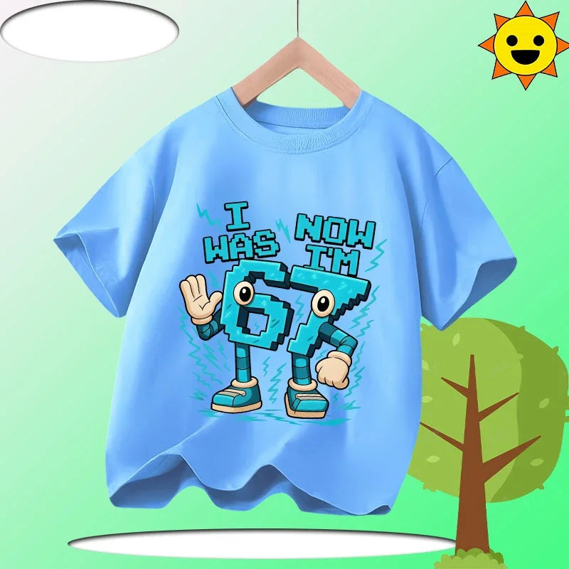Boys' Sports Shirt Girls' Casual Top Summer Short Sleeve Personalized Cartoon Print