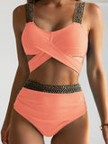 New Sexy Cross High Waist Bikini Set