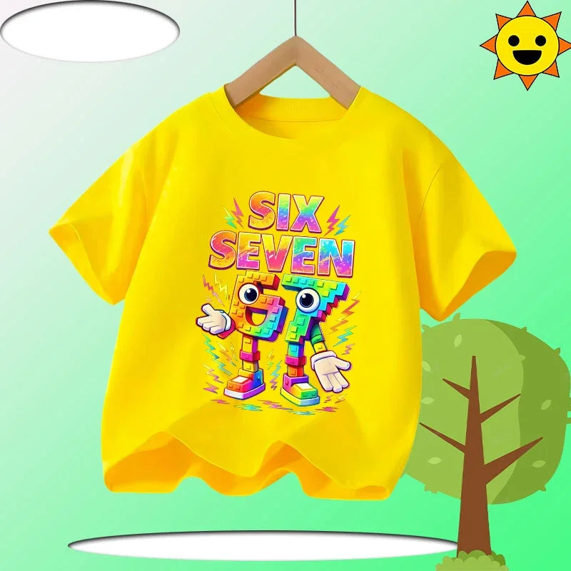 Boys' Sports Shirt Girls' Casual Top Summer Short Sleeve Personalized Cartoon Print