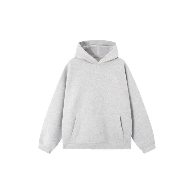 Men's casual hoodie black solid color loose version plus size fashion