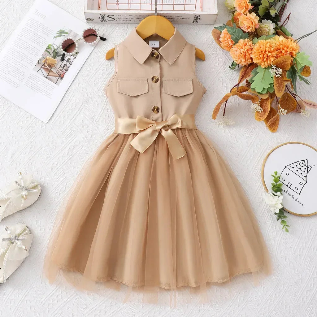 Girl Dress Summer Blue KIds Dresses Sleeveless Casual Vacation Elegant
