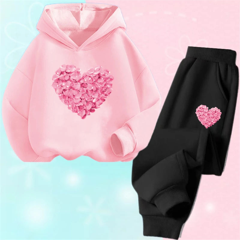 Children's Cute Owl Hoodie And Pants Set Toddler Girls Clothing Spring Autumn Print Sports Tracksuit Age 3-14