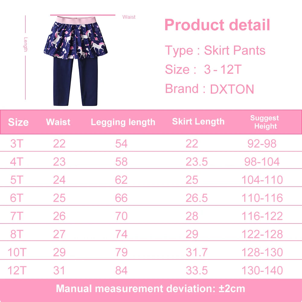 Girls Skirt Pants Toddlers Leggings with Skirt Two Fake ieces Unicorn Printed Girls Casual Trousers Leggings