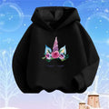 Kids Cartoon Hoodies Beauty Flower Unicorn Hoodey Sweatshirt Girls Fashion Harajuku Thin Basic Coat
