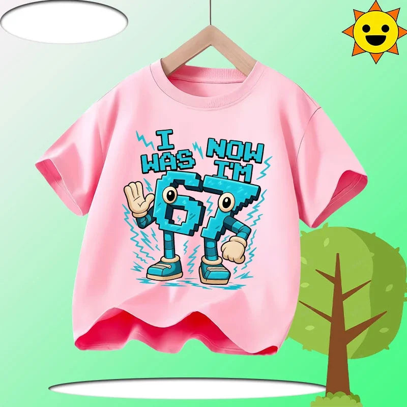 Boys' Sports Shirt Girls' Casual Top Summer Short Sleeve Personalized Cartoon Print