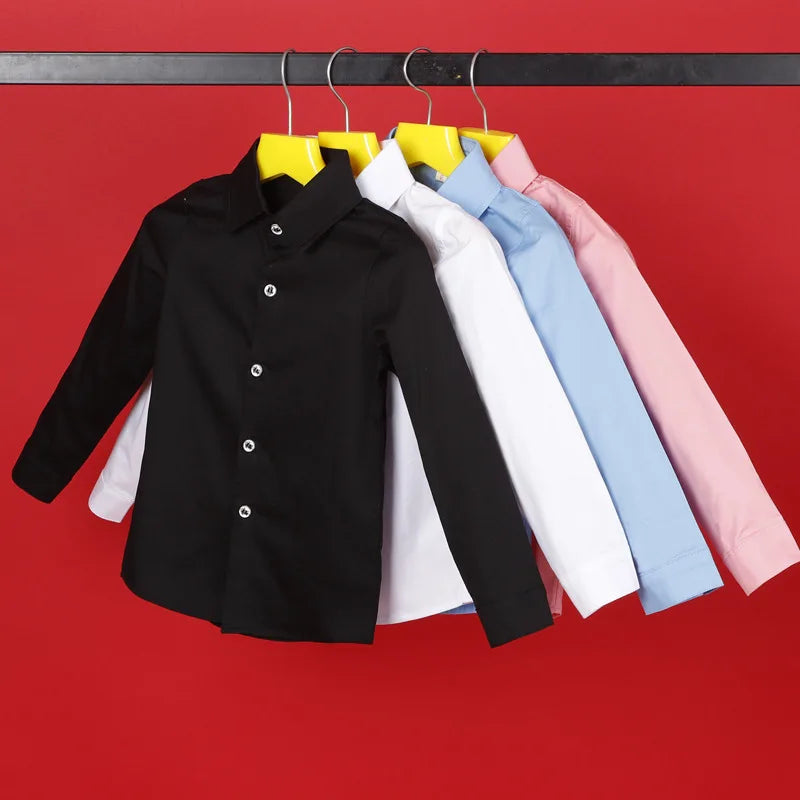 Teenage Boys Shirts School Shirt For Boys Turn Down Collar Shirt For Girls White Kids Birthday Dress Blouse