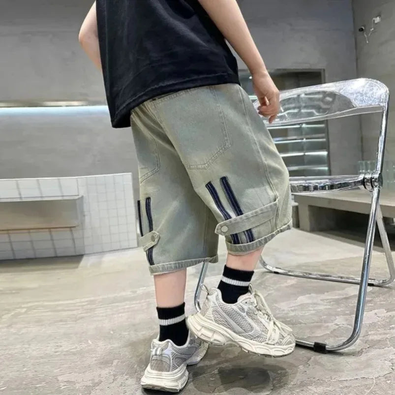 Jeans Fashion Letter Printed Soft Summer Trousers for Kids Children Casual New Pants