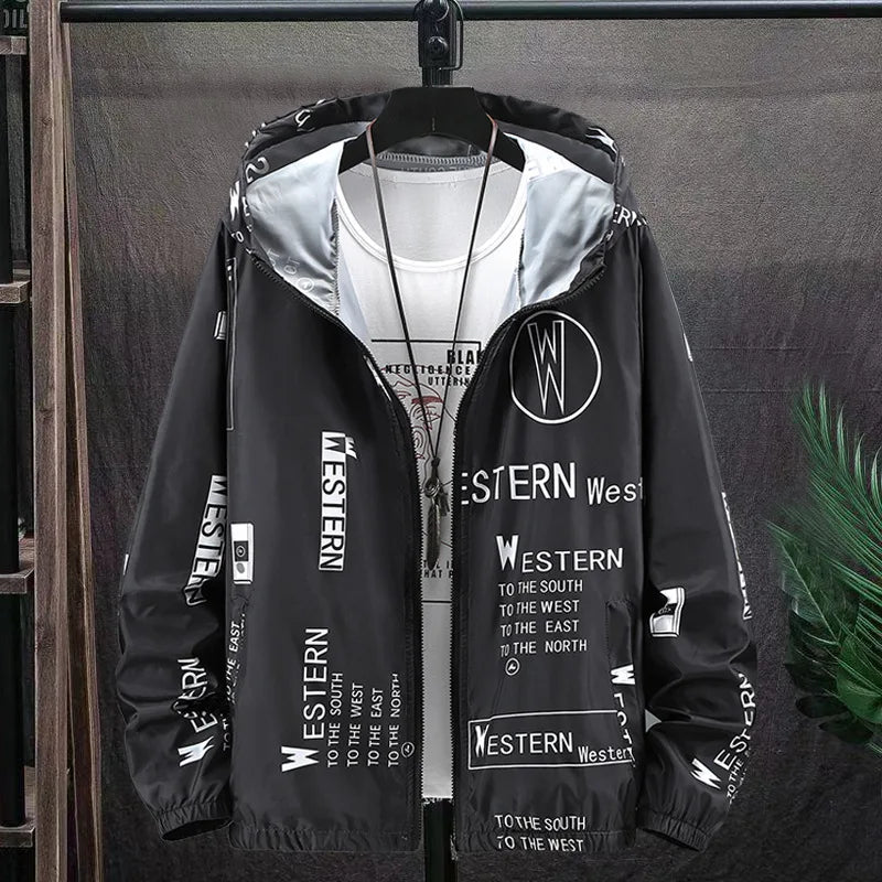 Men's Summer Ultra Thin Jacket Letter Print Long Sleeves