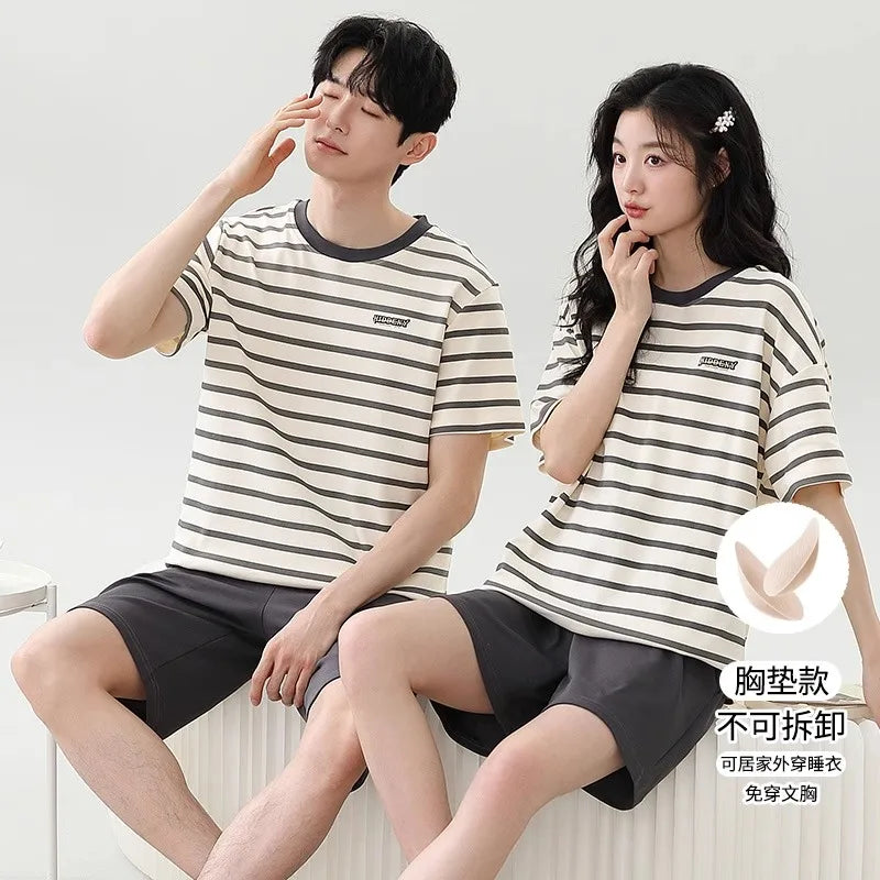 Giraffe Cartoon Cute Sleepwear For Couples Summer Shorts Pajamas Set Men and Women Home Clothes pijama masculino pyjama