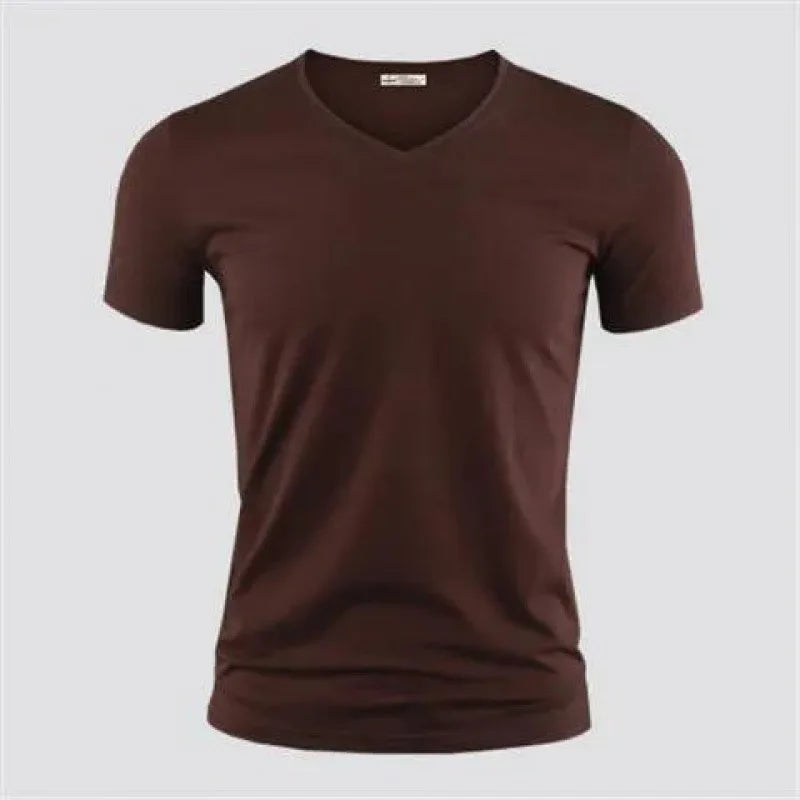 2026 Men's T Shirt Pure Color V Collar
