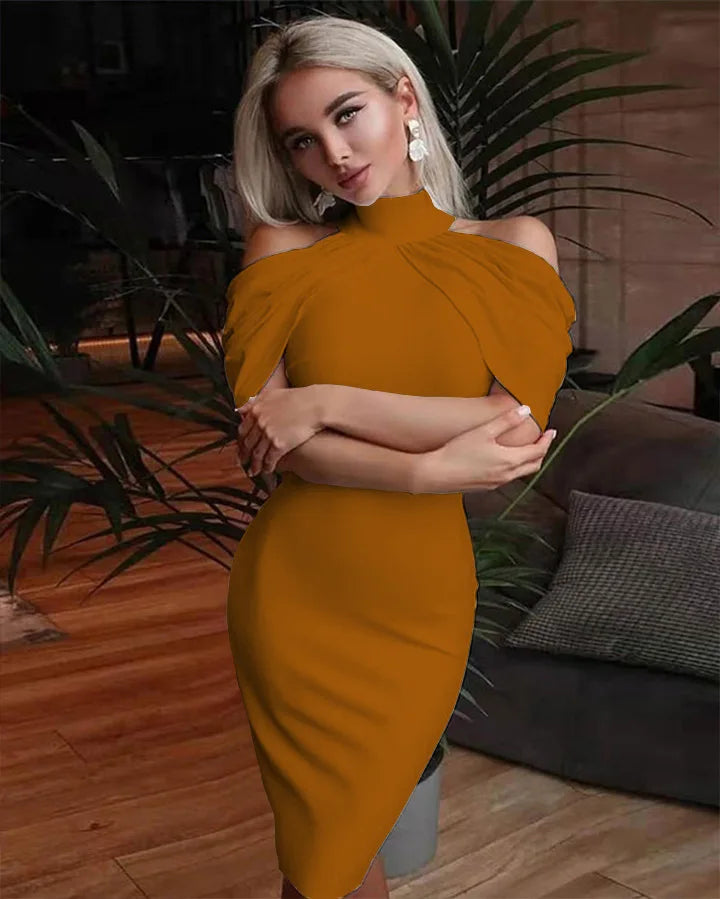 Women Halter Neck Off Shoulder Package Hip Bodycon Elegant Temperament Ladies Party Dress