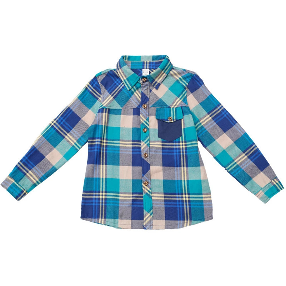Teenager Boys Shirt Kids Cotton Boys Plaid Shirt
