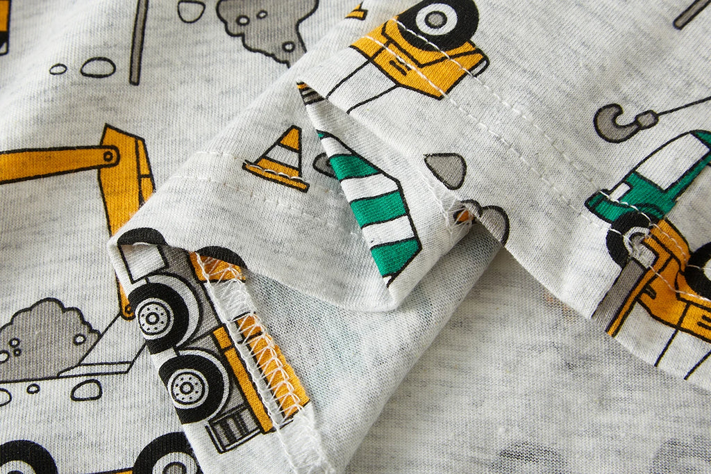 Pajamas Set for Boys 100% Cotton Full Print Excavator Kids Pjs