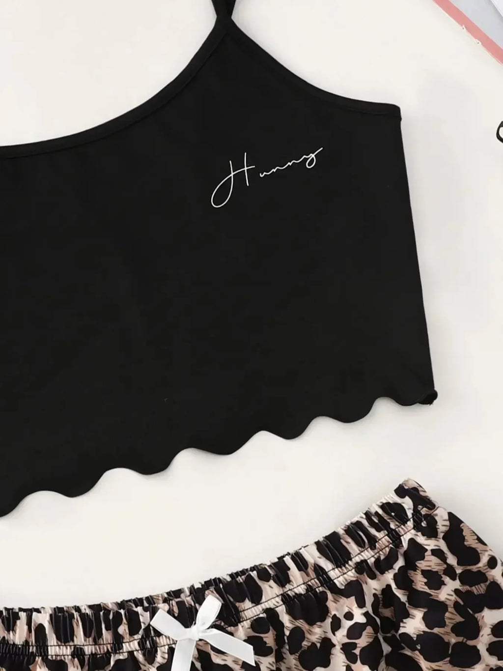 Women's Pajamas Set Lingerie Sling V-Neck Sleeveless Top and Shorts Sets Pyjamas Homewear