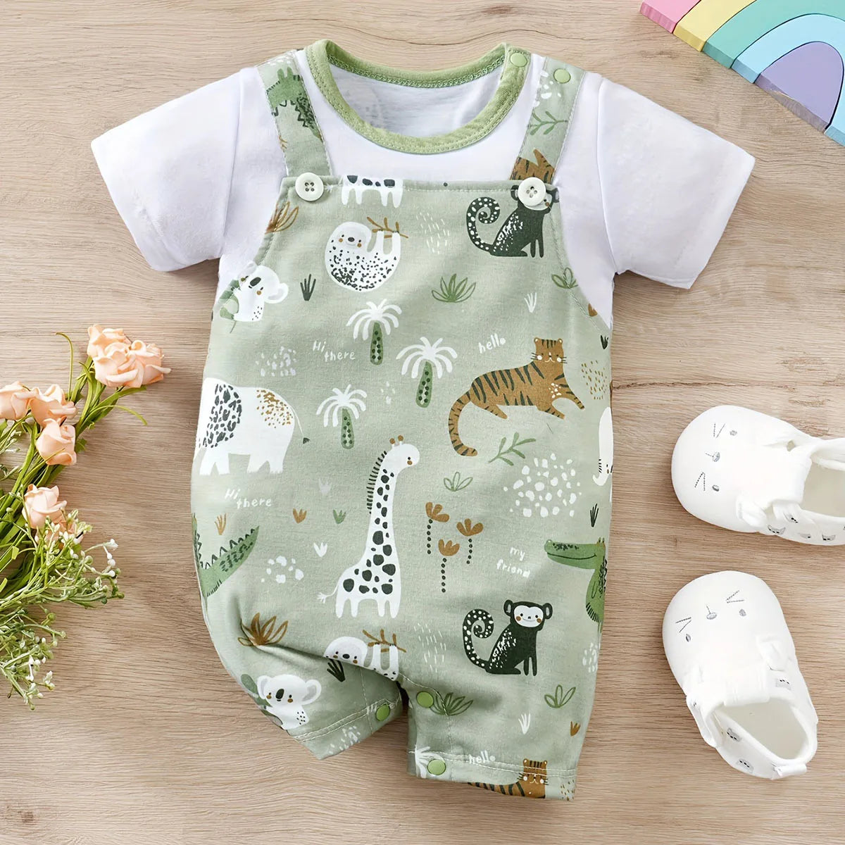 IURNXB Adorable Infant Zoo Animal Print