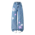 Girls Flower Patch Wide Leg Jeans Kids