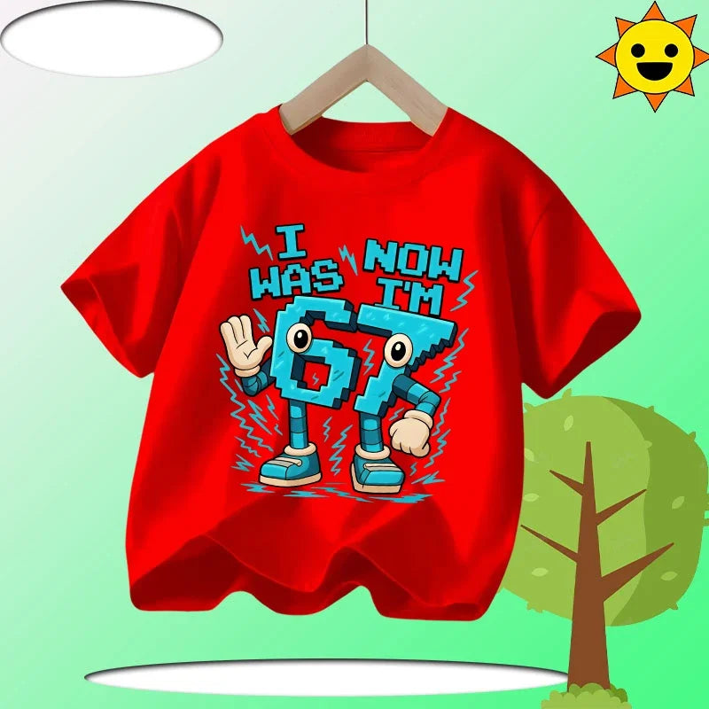 Boys' Sports Shirt Girls' Casual Top Summer Short Sleeve Personalized Cartoon Print