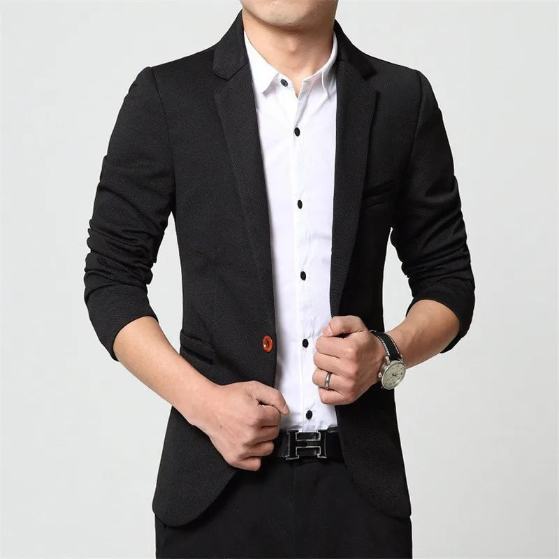 Men Slim fit New Fashion Blazer Suit Jacket Black Blue Red Plus size L to 5XL Male Blazers Mens Coat Wedding Dress