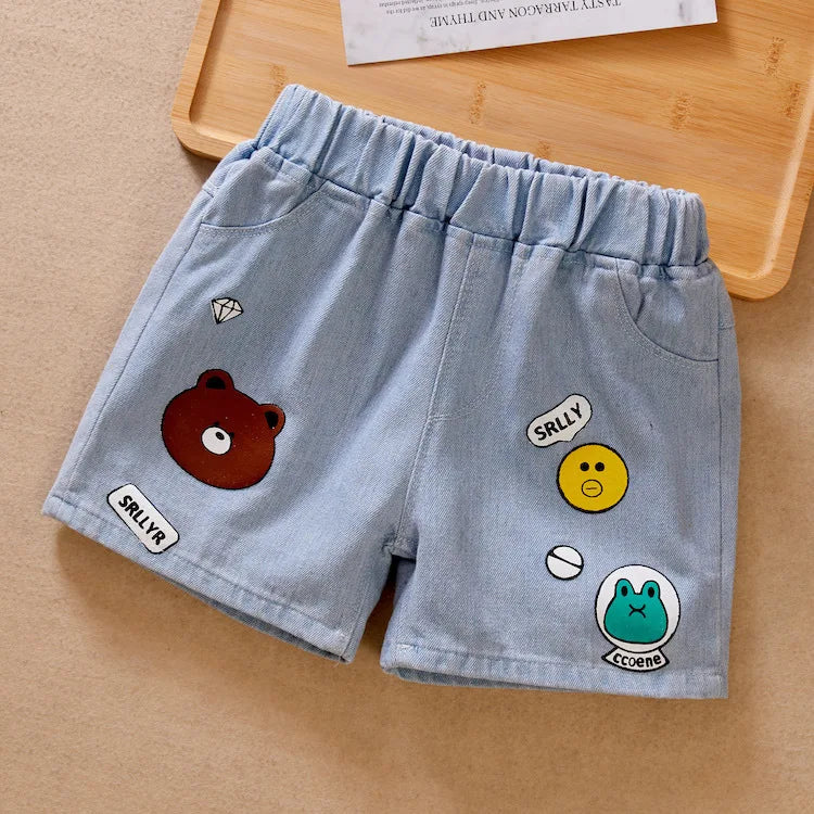 Girls Summer Jeans Heart Pattern Girls Short