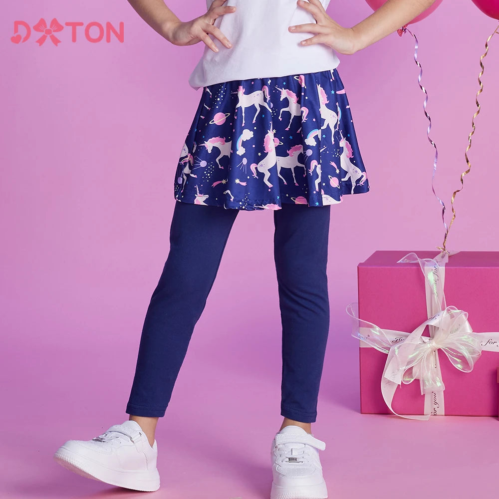Girls Skirt Pants Toddlers Leggings with Skirt Two Fake ieces Unicorn Printed Girls Casual Trousers Leggings