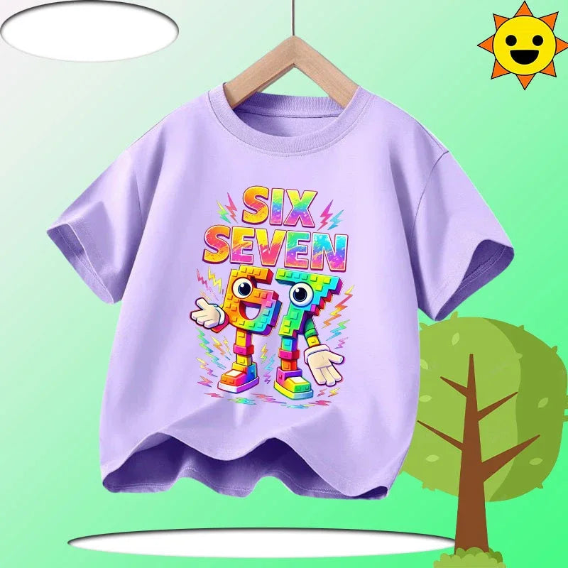 Boys' Sports Shirt Girls' Casual Top Summer Short Sleeve Personalized Cartoon Print