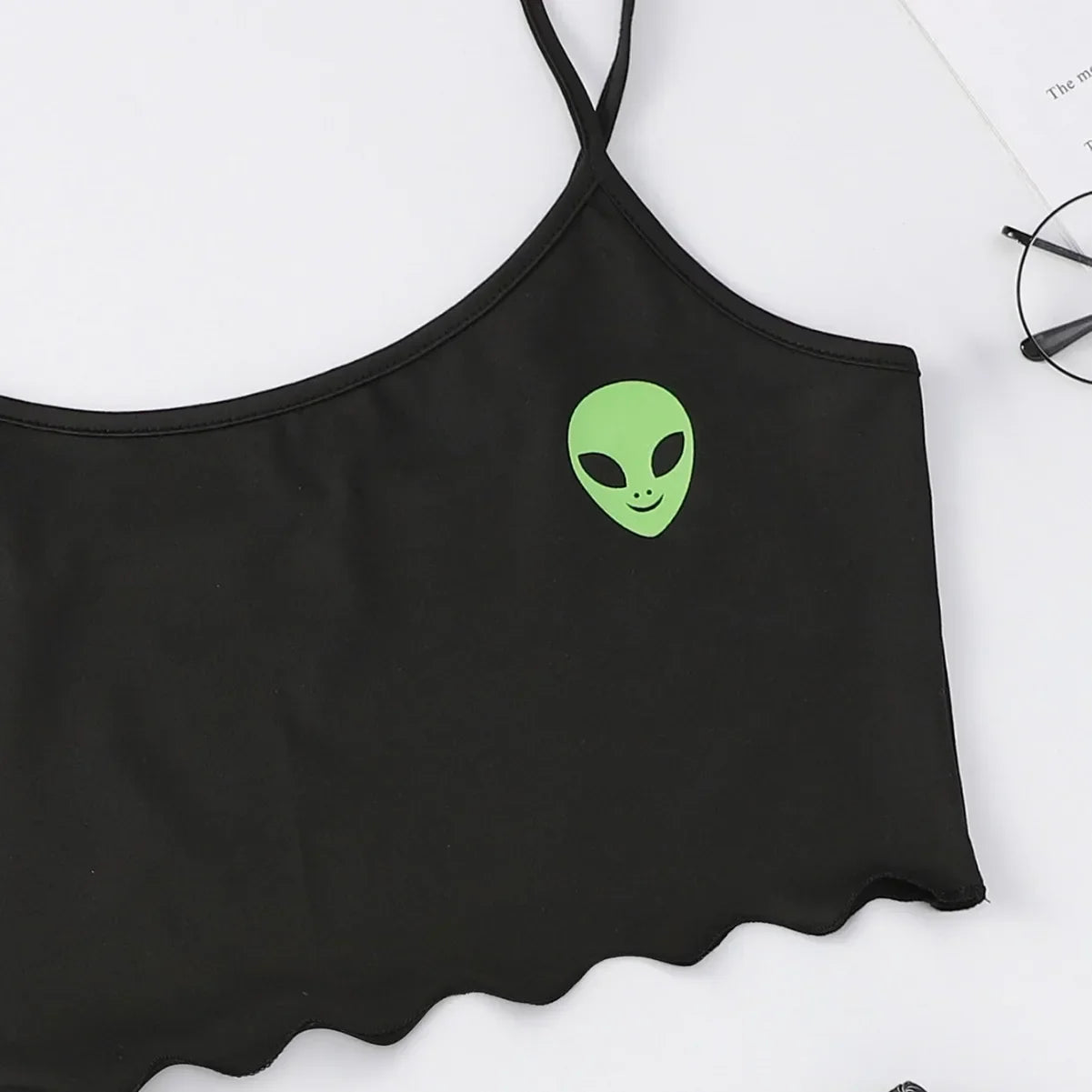 Sexy Alien Print Sling Sleepwear Women's Pajamas Set