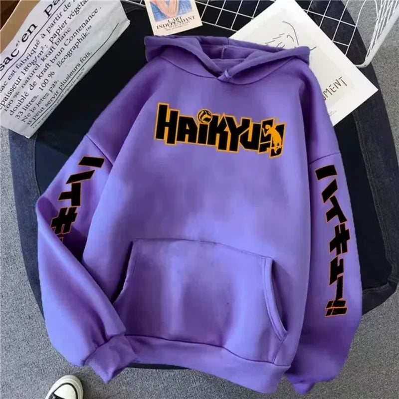 Japan Anime Haikyuu Manga Prints Hoodies Mens New Fashion Hoody Hip Hop Fleece Sweatshirts Crewneck Pullovers Cute Clothing