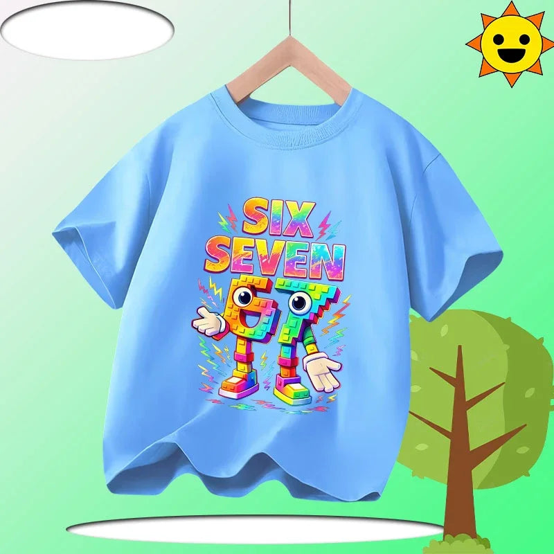 Boys' Sports Shirt Girls' Casual Top Summer Short Sleeve Personalized Cartoon Print