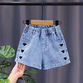 Girls Summer Jeans Heart Pattern Girls Short