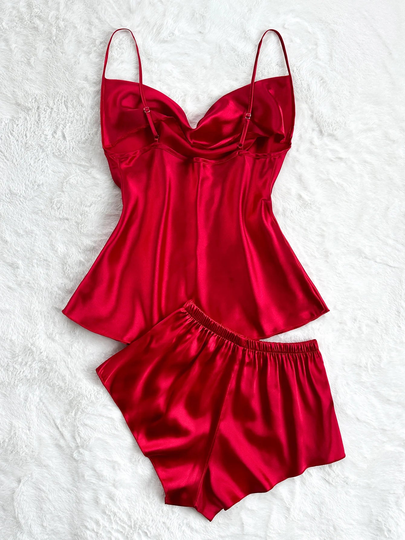 Women's Two Piece Pajama Set Solid Sexy Halter Shorts Sleepwear