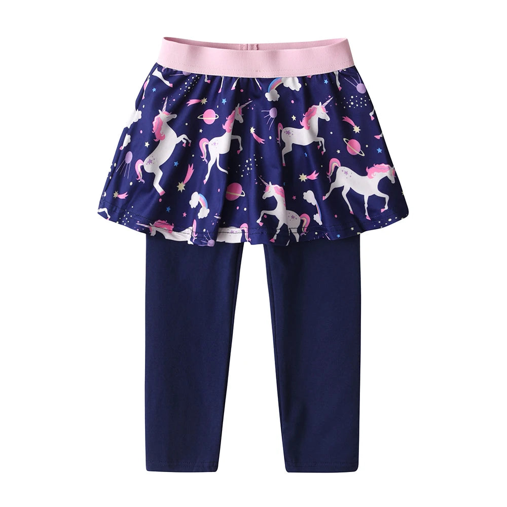 Girls Skirt Pants Toddlers Leggings with Skirt Two Fake ieces Unicorn Printed Girls Casual Trousers Leggings