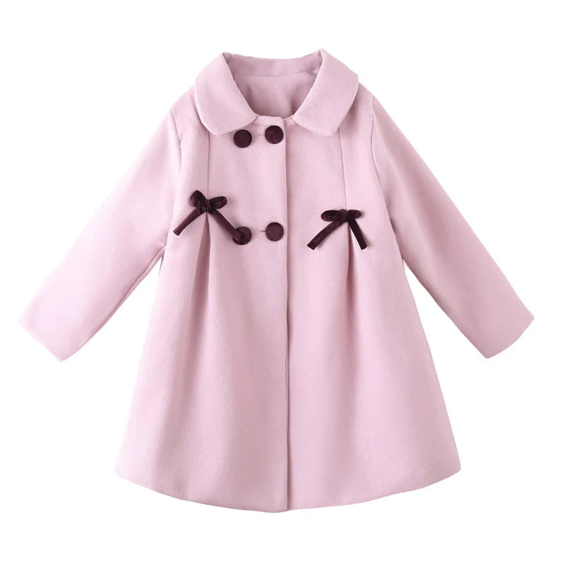Girls Wool Coat Autumn Winter Korean Version Long Kids Jacket