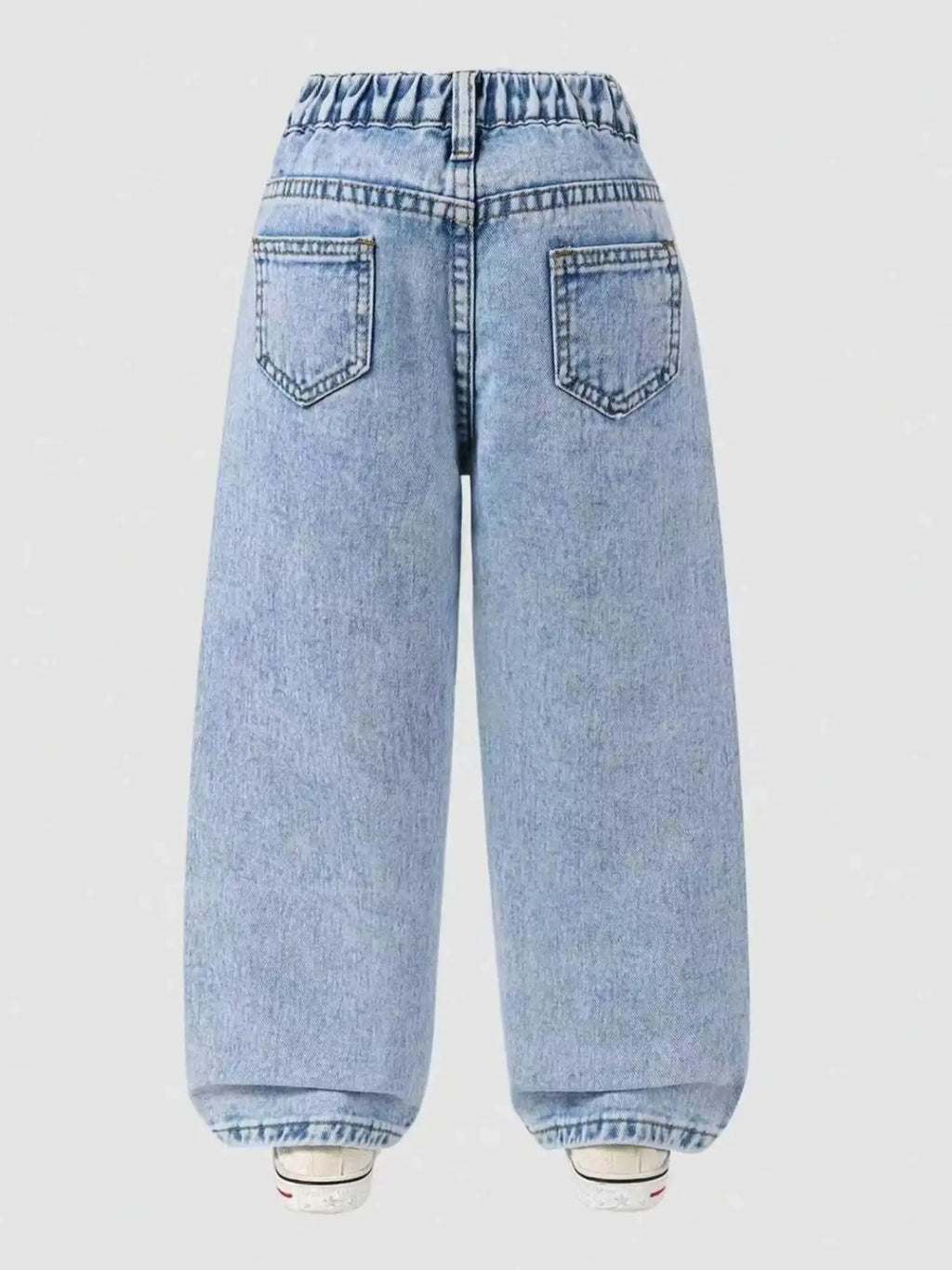 Girls' Floral-Printed Towel-Stitch Denim Jeans