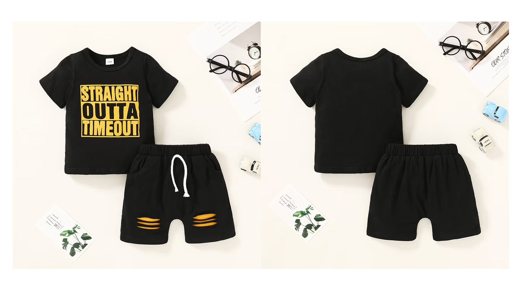 Toddler Baby Boy Summer Outfits Set Short Sleeve T-Shirt Shorts Clothes Set for 9-12 Months