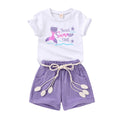 Baby Girl Summer Clothes Set Short Sleeve T-Shirt Shorts 2Pcs Outfits for 7-8T