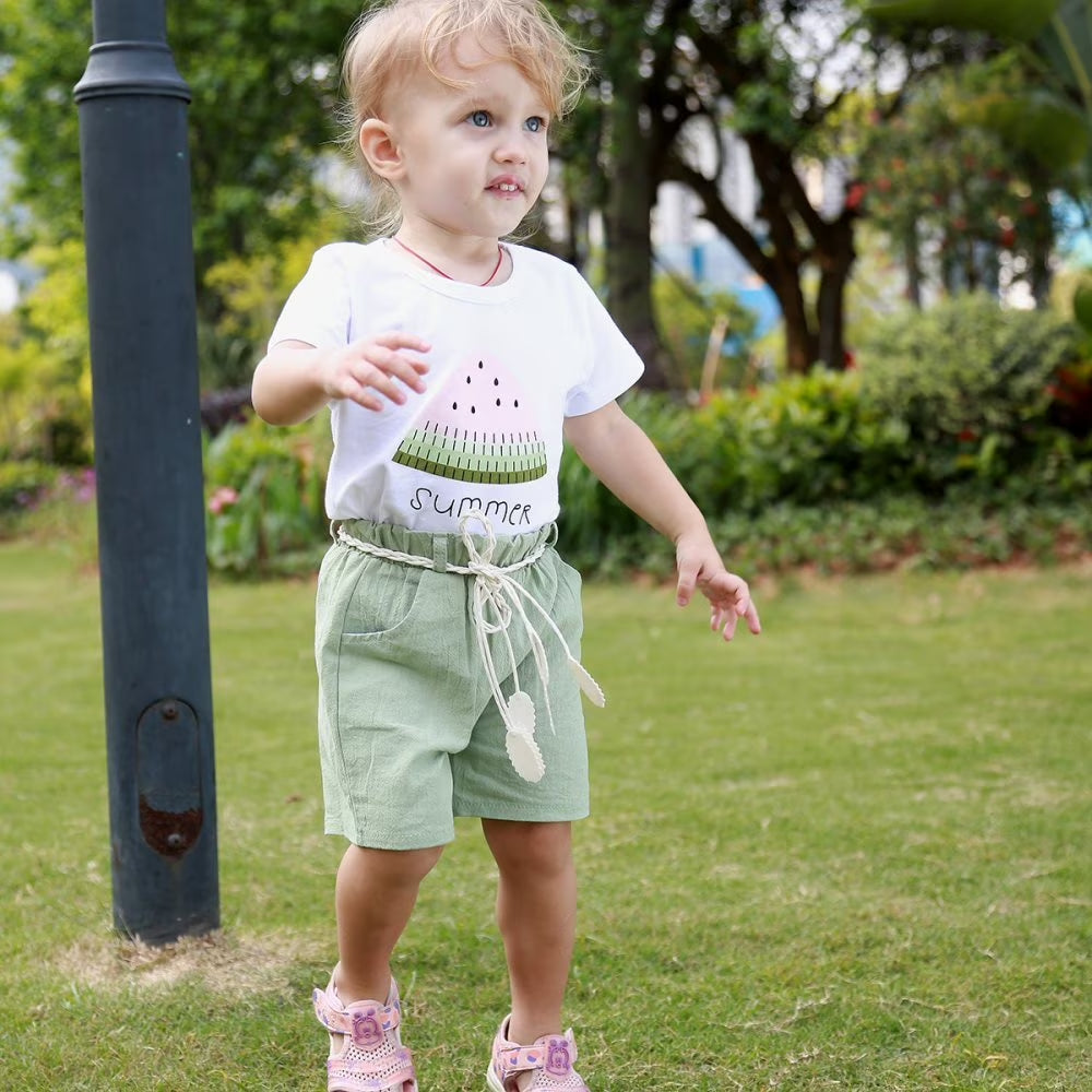 Baby Girl Summer Short Set Female Cute T-Shirt Shorts 2Pcs Clothes Outfits
