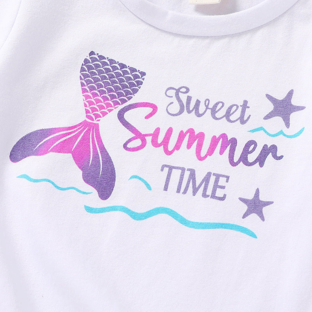 Baby Girl Summer Clothes Set Short Sleeve T-Shirt Shorts 2Pcs Outfits for 7-8T
