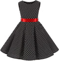 Girls 50S Vintage Polka Dot Flower Swing Rockabilly Prom Party Tea Dress Kids Audrey Wedding Formal Cocktail Evening Gown
