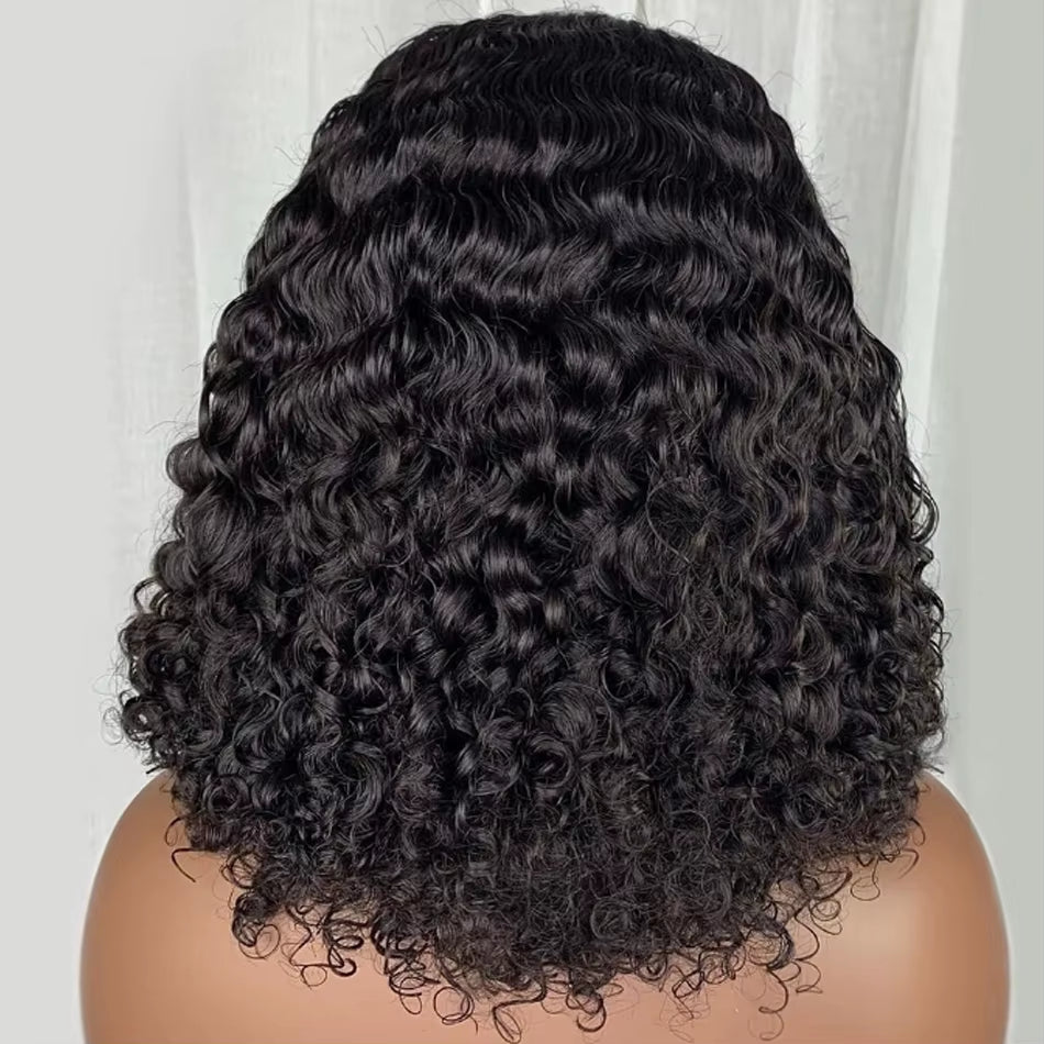Water Wave Bob Wigs Human Hair Glueless Wig Lace Front 16Inch Malaysian Wear and Go Short Bob for Woman Wet and Wavy Cheap Wigs