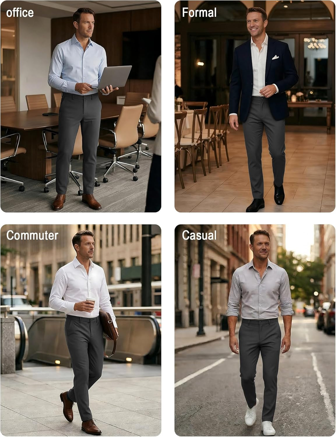 Men’S Slim Fit Dress Pants Stretch Dress Pants