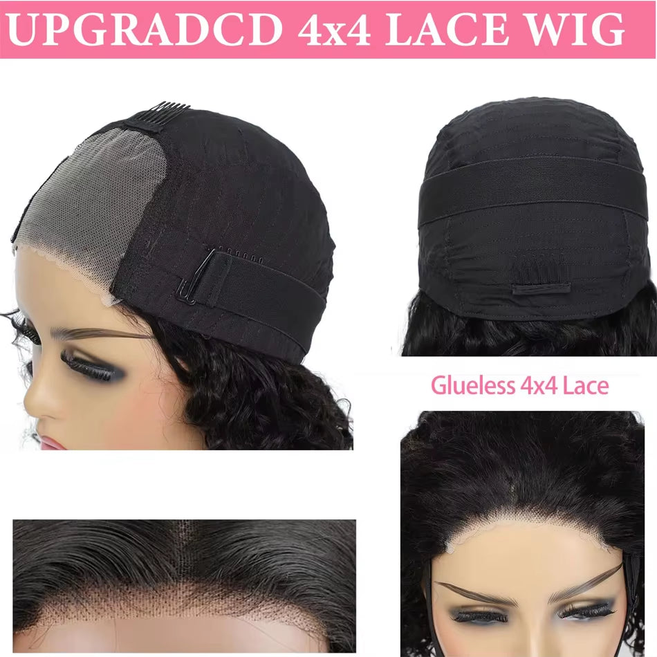 Water Wave Bob Wigs Human Hair Glueless Wig Lace Front 16Inch Malaysian Wear and Go Short Bob for Woman Wet and Wavy Cheap Wigs